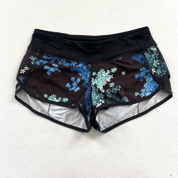 Lululemon Run 2.5” Speed Shorts 4-way Petal Pop Multicolor Floral Print Black 6 - Picture 1 of 9